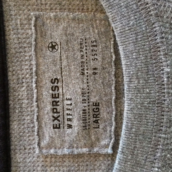 NWOT Express Men's Large Gray Waffle Long Sleeve Shirt - Picture 5 of 5